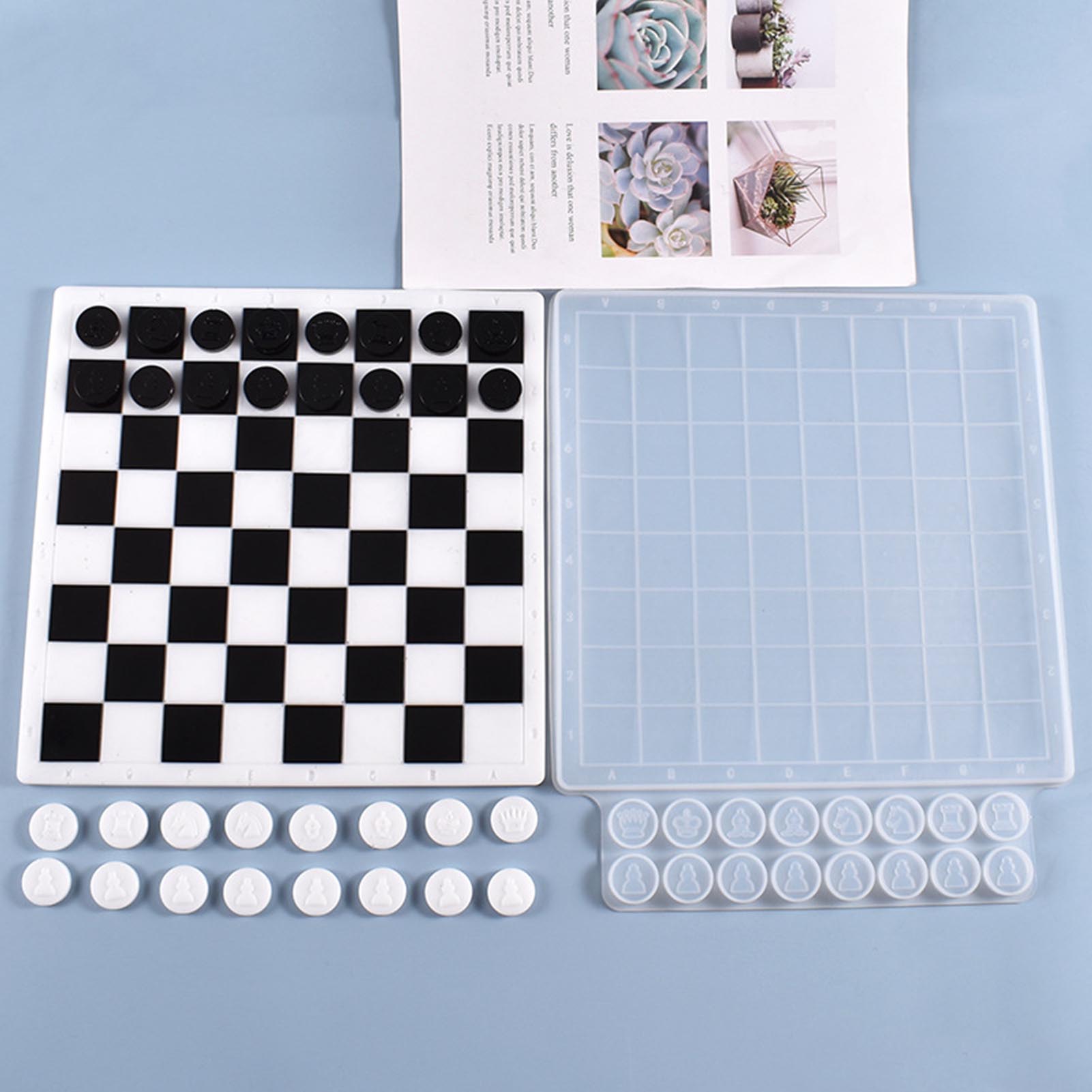 Chess Kit Silicone Mold Resin International Chess Pieces Checkers Checkerboard UV Crystal Epoxy Resin Mould For Diy Handmad Tool