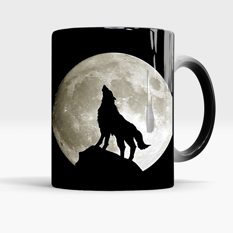 Moon Wolf Temperatuur Veranderende Cup Kleur Veranderende Mokken Creatieve Warmtegevoelige Cup Koffie Thee Melk Mok Novelty