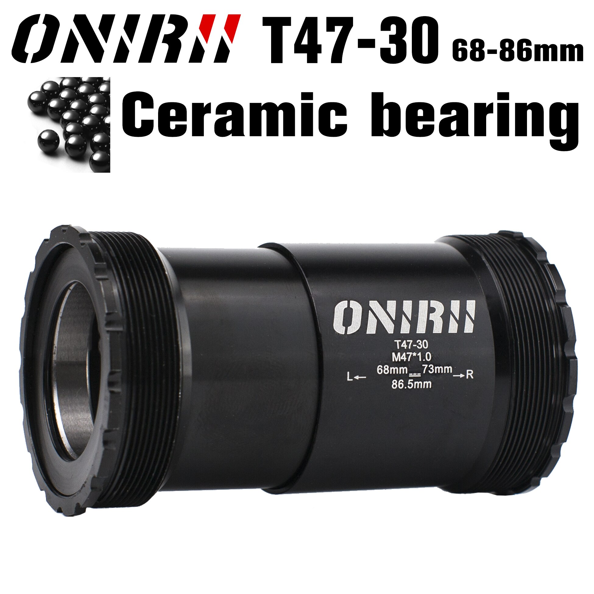 ONIRII T47 Bicycles Ceramic Bearing Bottom bracket Thread, T47-30 68mm 86.5mm for 24 DUB 30 BB Road MTB Bike SRAM Crank Part: T47-30 86.5mm