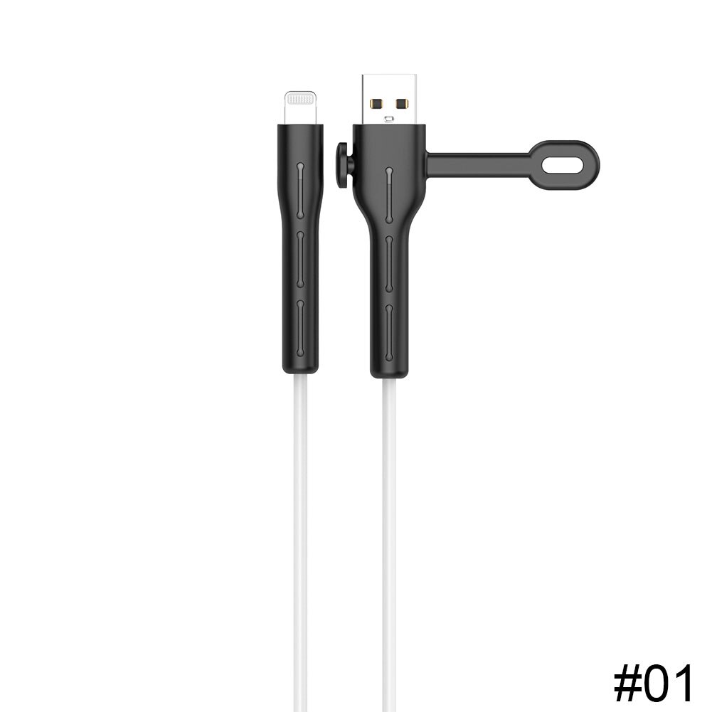 Daten Kabel Schutzhülle für Apple Ladekabel Wickler Veranstalter Silikon Anti-bruch Daten Linie Protectorfor AtoL: Black