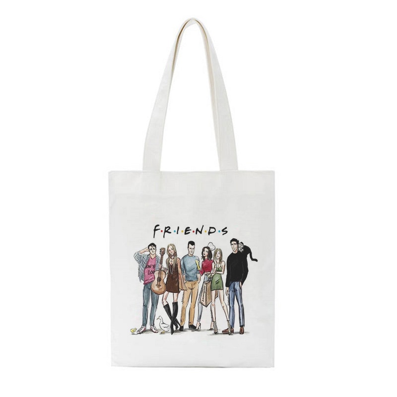 Friends tv-show schoudertassen cartoon boodschappentas harajuku casual dames tas portemonnee grote handtas street ins crossbody tas: 1