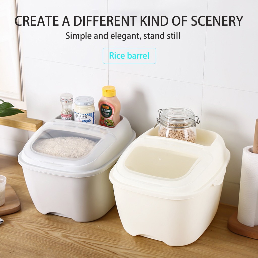 10KG Flip Cover Sealed Multi-function Rice Bucket Storage Box Kitchen Household Large Capacity Container Rice Storage Box