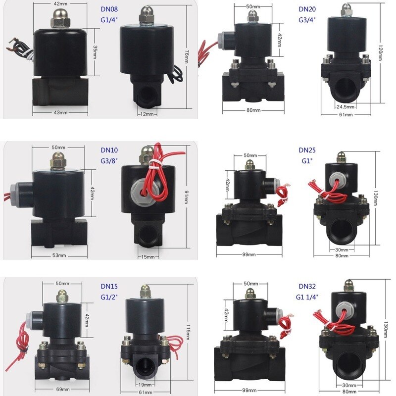 Électrovanne normalement fermée DN08/10/15/20/25/32/40/50 AC 110V AC 220V DC 12V DC 24V, vanne de commutation d'eau
