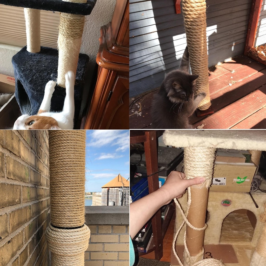 Columna de Gato de 4mm para rascar gatos, cuerda de Sisal para rascar, cuerda retorcida de Sisal de repuesto, juguete para rascar árboles