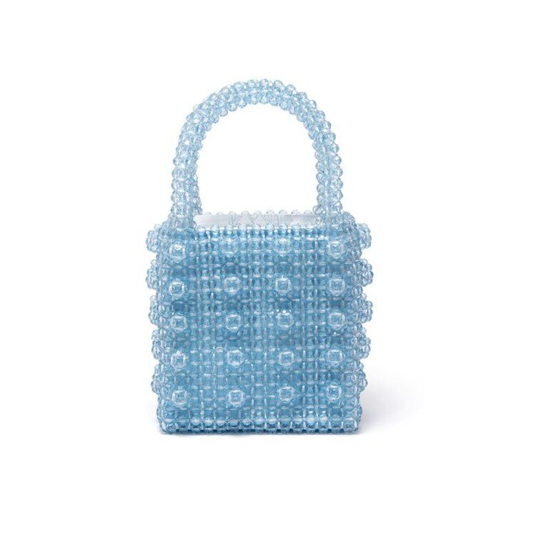Vrouwen Parel Kralen Draagtas Acryl Clear Box Handtas Voor Vrouwen Party Vintage Kleine Avondtassen Luxe Strand sac: Blauw