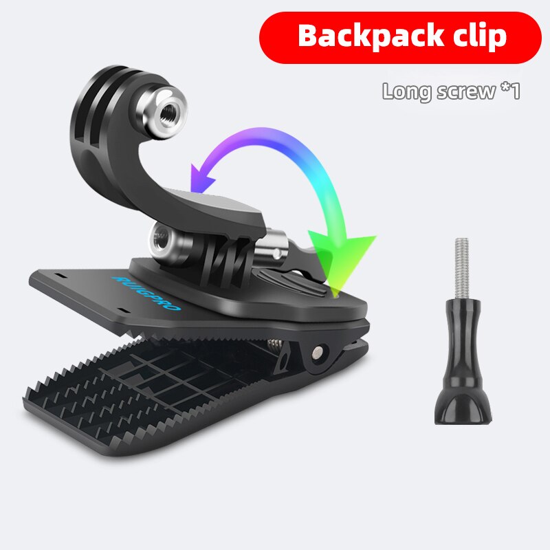 JINSERTA, Clip para mochila de rotación de 360 grados para GoPro Hero 7 6 5, pinza mochila para portátil para DJI OSMO ACTION, SJCAM, Xiaomi yi: Set1