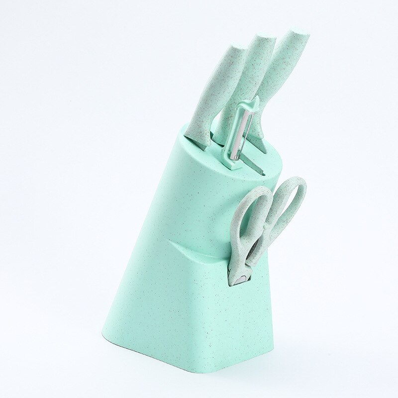 Kitchen Stainless Steel Kitchen Knife Six-piece Set Household Kitchen Knife Set Knife Combination Full Set of Kitchen Knive: Green