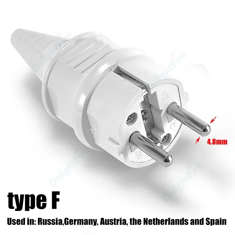 Prise électrique de remplacement ue, sortie Schuko rechargeable, russie, corée, européenne, rallonge électrique, connecteur de fil: Marron / TYPE 19