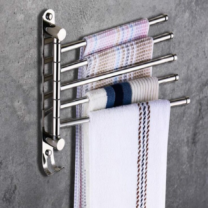 Stainless Steel Activity Towel Bar/Tripod Punch-free Rotating Swivel Towel Rack Hair Dryer Holder Bathroom Accessories pf0822: 5towel bars
