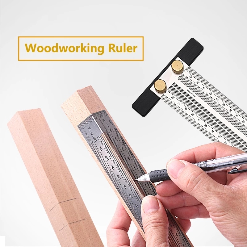 Woodworking Scribe 180-400mm T-type Ruler Hole Scribing Ruler Crossed-out Tool Line Drawing Marking Gauge DIY Measuring Tool