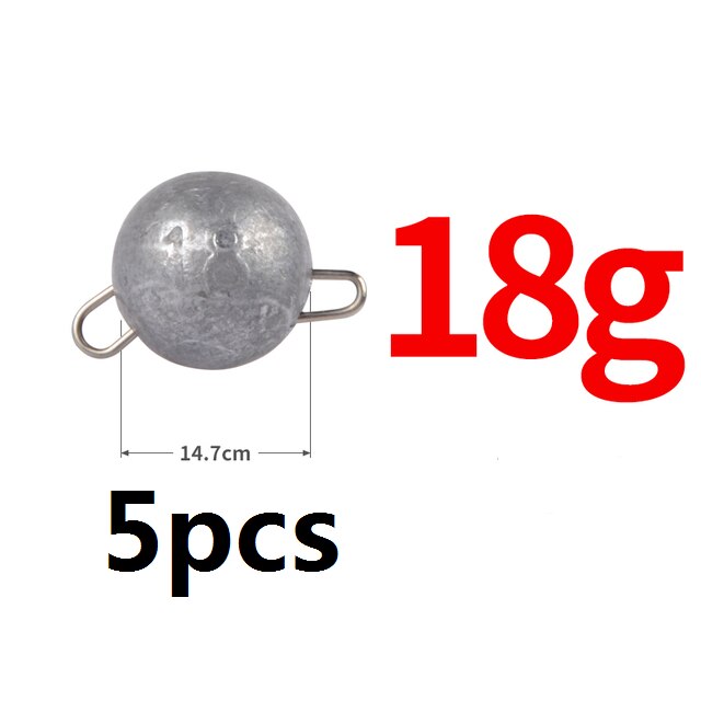 10Stck Platinen Angeln Jig Kopf Kugel Haken Verschärft 2g 4g 6g 8g 10g 12g 14g 16g 18g Tiefe Wasser Weicher Köder Köder Angelgerät: 5Stck   18G