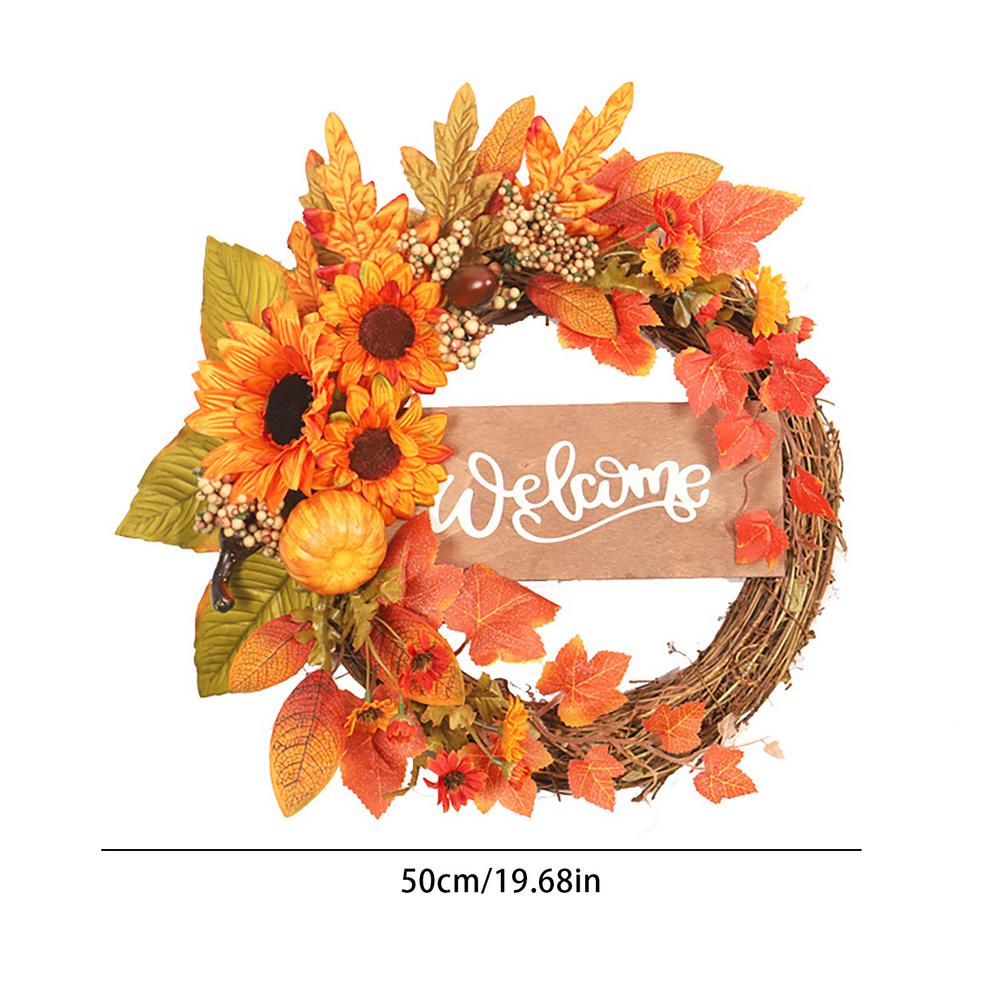 Tema de otoño puerta corona Artificial de cono de pino Arce Artificial guirnalda tela corona de mimbre Día de Acción de Gracias de la decoración del hogar: I