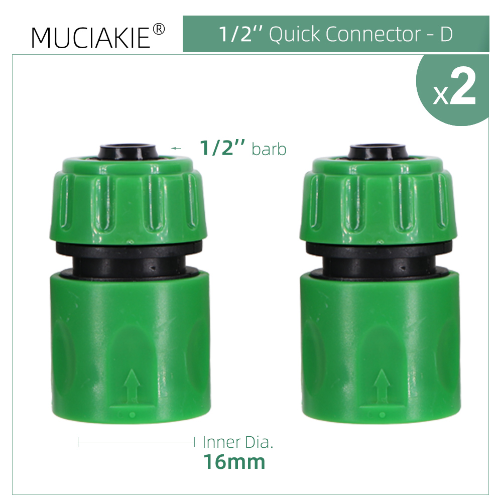 Conector rápido de grifo de manguera de jardín, adaptador de acoplamiento de 1/8, 1/4, 1/2 y 3/4 pulgadas, Unión de tubo de ajuste de riego para el hogar, 2 uds.