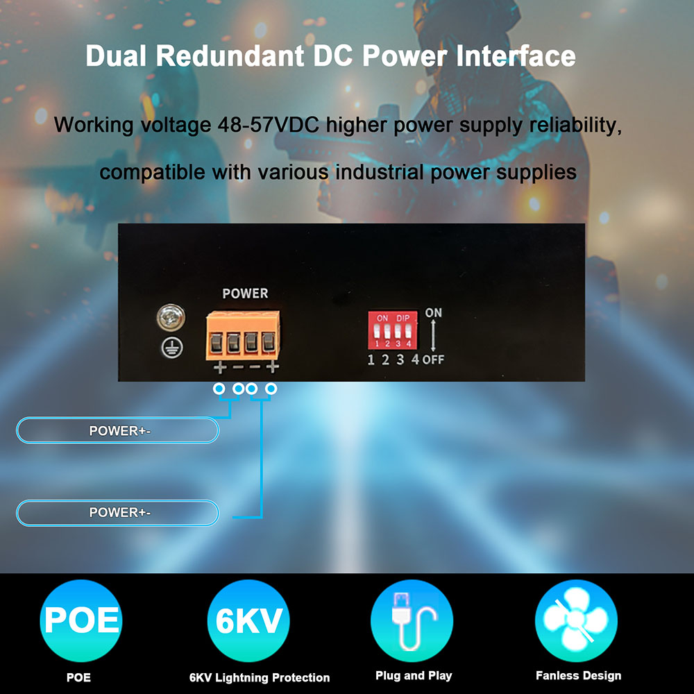 Switch ethernet industriale gigabit poe switch industriale rete 6/10 porte 10/100/1000 base-t din  ip40 switch di rete per esterni