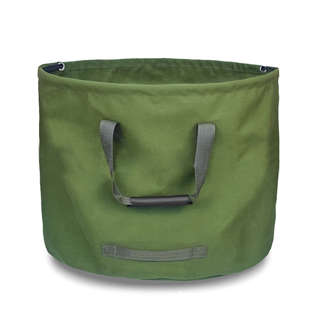 Portable Foldable Large Capacity Waste Bag Garden Leaves Waste Waterproof Canvas Camping Reusable Trash Storage Container: Default Title