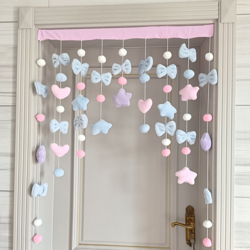 Korean Japan Plush Balls Tassel Doorway Curtains Ball Door Curtain Pendant Melody Kitchen Bedroom Living Room Girls Room Decor: Light Brown