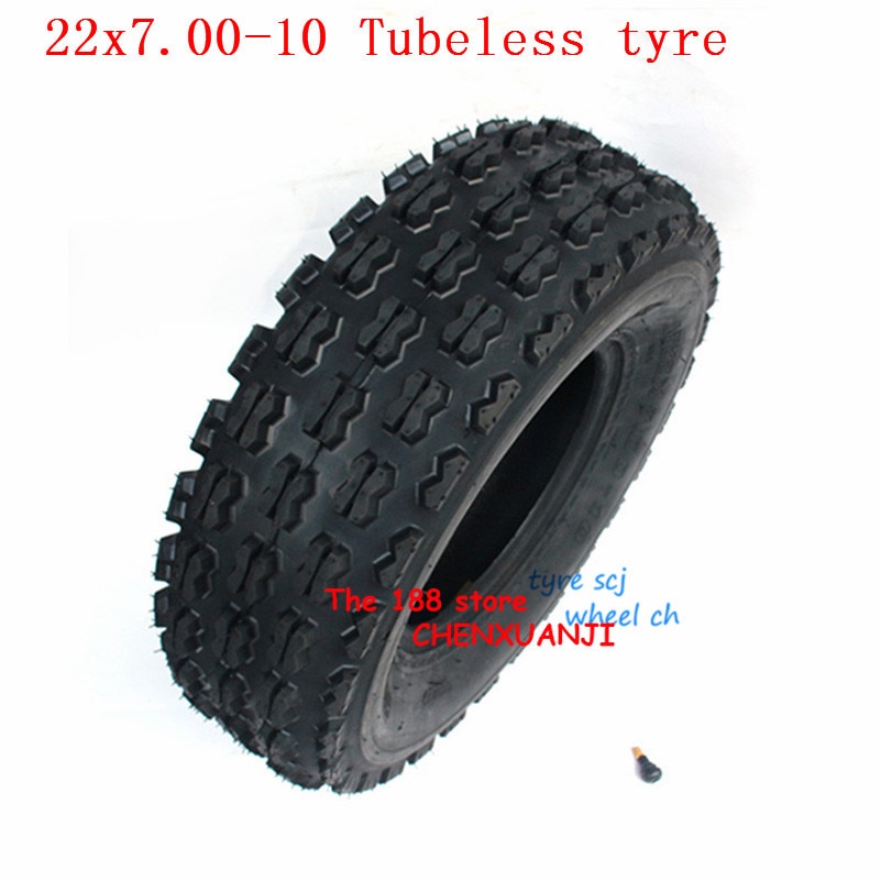 22x7.00-10 pouces pneu Tubeless pour Quad chinois tout-terrain 4 roues kart moto Motocross 22x7-10 ATV pneu sous vide