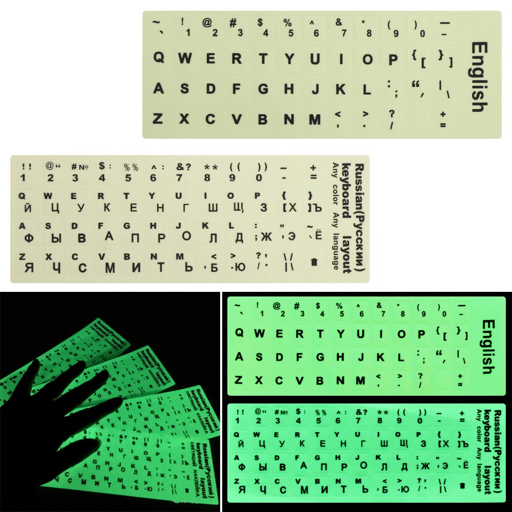 Spaans/Engels/Russisch/Arabisch/Frans Taal Lichtgevende Toetsenbord Stickers Brief Beschermfolie Voor Laptop Pc