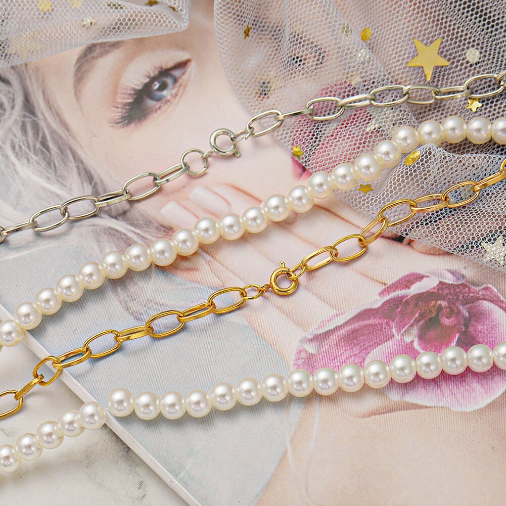 Mode Barokke Parel Ketting Vrouwen Kraag Bruiloft Punk Gouden Kettingen Lariat Bead Choker Kettingen Sieraden