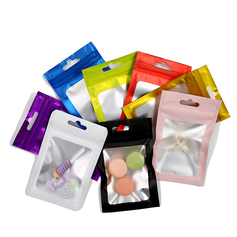 20-50 Stuks Matte Zip Lock Plastic Zak Aluminiumfolie Hologram Voedsel Pouch Kleine Waterdichte Rits Hersluitbare zakjes Geschenkverpakkingen