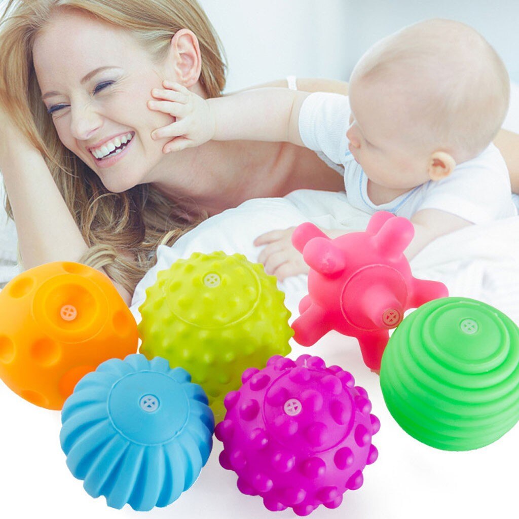 6pcs/set Puzzle Baby Toy Ball Set Develop Baby's Tactile Senses Toy Touch Hand Ball Toys Baby Training Ball Massage Soft Ball