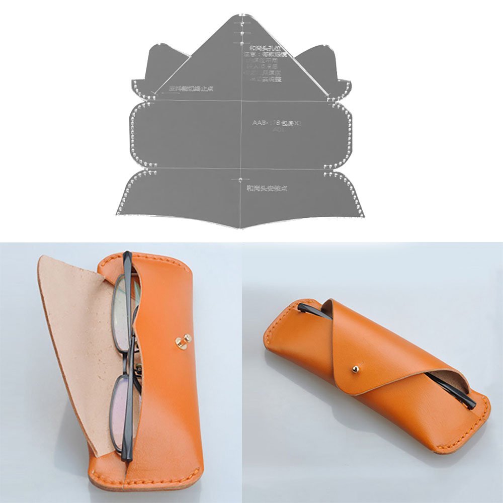 Spectacle Case Sewing Pattern Acrylic Leather Template DIY Handmade Leathercrafts Tool