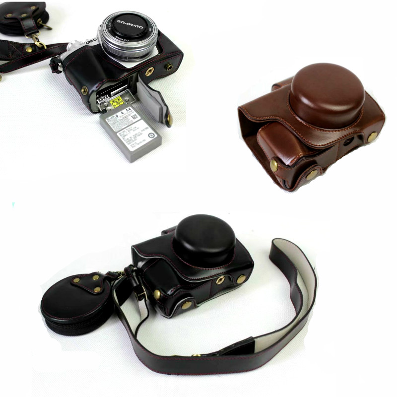 Luxe Pu Leather Case Opening Versie Beschermende Half Body Cover Base Voor Olympus OMD EM10 III E-M10 Mark III EM10-III camera