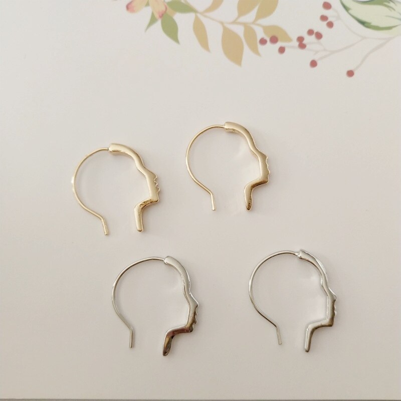 10 Paar/partij Mode-sieraden Metal Abstract Overzicht Hoofd Gezicht Oorbellen Voor Vrouwen: mixed equal qty