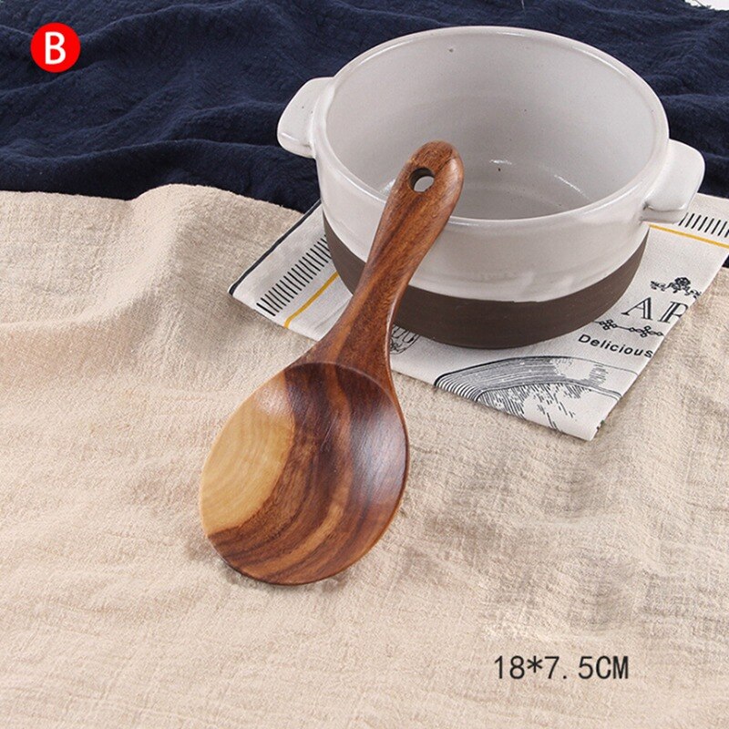 Non-stick Servies Bestek Set Houten Kookgerei Vork Lepel Mes Set Keukengerei Met Lange Handvat Spatel Platte Schop 1 PC