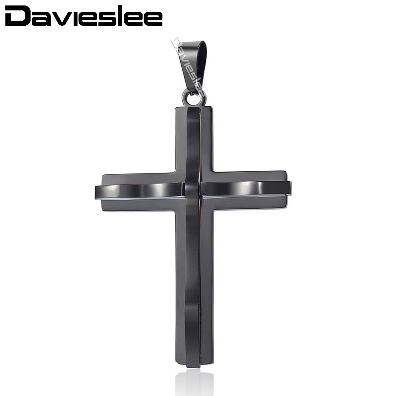 Davieslee 15 Styles Stainless Steel Cross Pendant for Men Gold Silver Color Multi Layers Clear CZ Trendy Jewelry DLKPP1: KP605