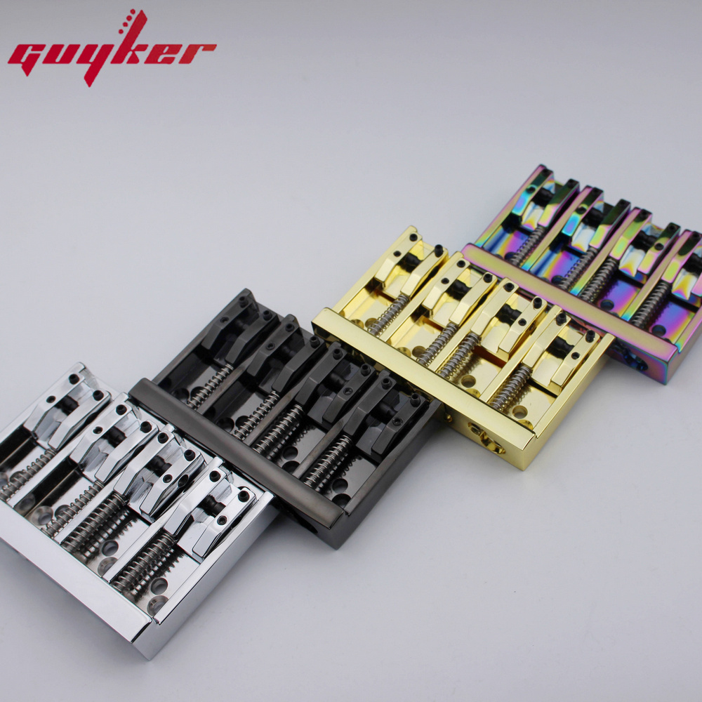 4 String High Mass Vintage Machined Adjustable Bass Bridge Chrome /Black/Gold