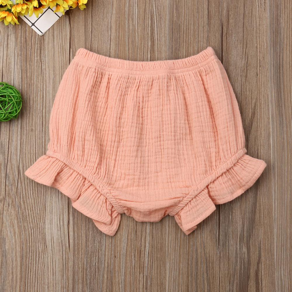 Toddler Infant Baby Girls Boy Summer Clothing Solid Shorts Bottoms Ruffled PP Bloomers Cotton Lace Up Panties 0-24M