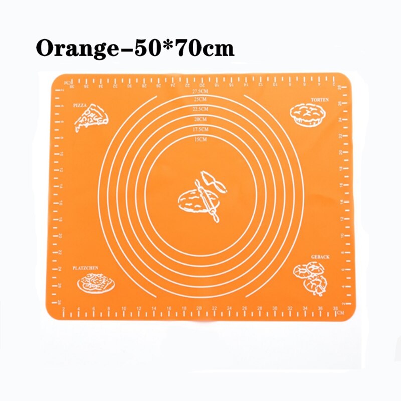 70*70cm Silicone Baking Mat Thicken Cake Silicone Mat Oven Pizza Pastry Mat Rolling Dough Board Non-Stick Mat Cake Baking Tools: Orange-50x70cm