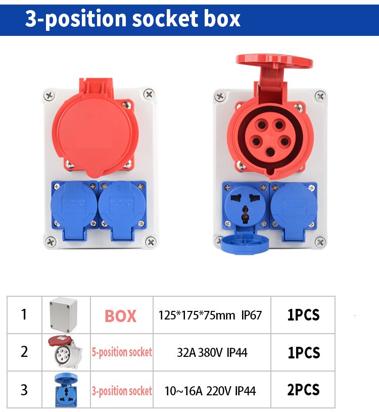 Industry Socket Distribution Box Portable Plastic Group Combine 16a 63a Waterproof Control Box 380v 220v Outdoor: 6