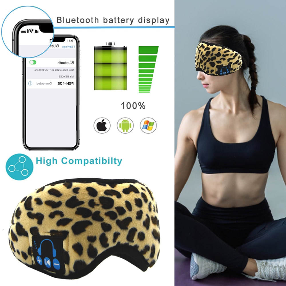 Bluetooth Sleep Music Blackout Eye Mask Blinder Earmuff Handsfree Mic Calling Headband Full Shading Hypnotic Music Eye Mask