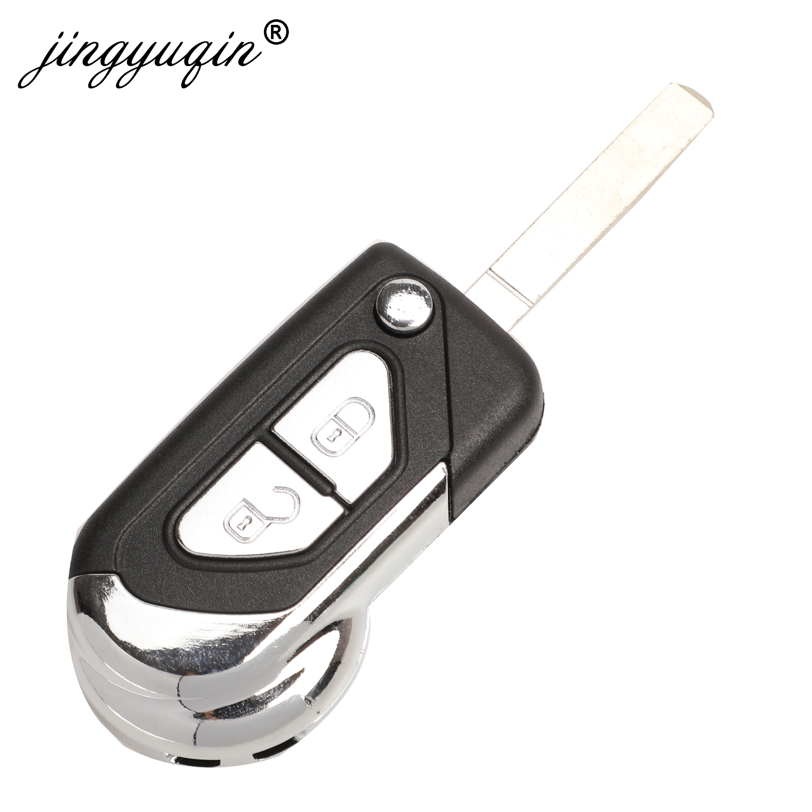 Jingyuqin Flip Afstandsbediening Sleutelhanger Case Shell Voor Citroen DS3 Voor Puegeot 2/3 Knoppen Ongesneden VA2 Sleutelblad Behuizing Cover