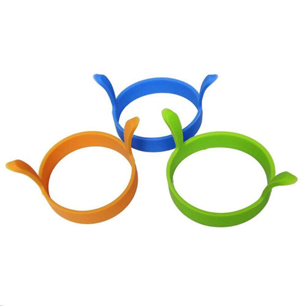 4 stk silikone runde ægringe pandekageform ring m håndtag nonstick stegt stegekomfur æggering form
