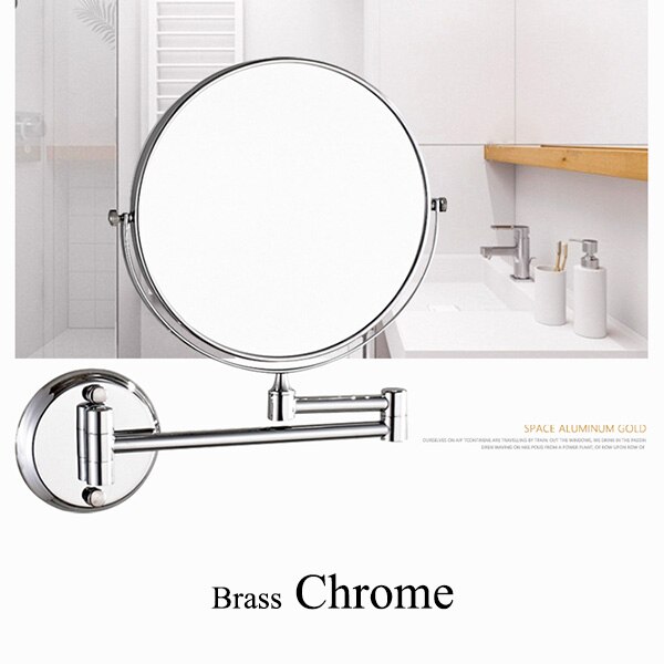 8&quot; Round Magnifying Mirror Double Side 3x to 1x Bathroom Make Up Mirror Wall Mount 3D71921: Brass Chrome