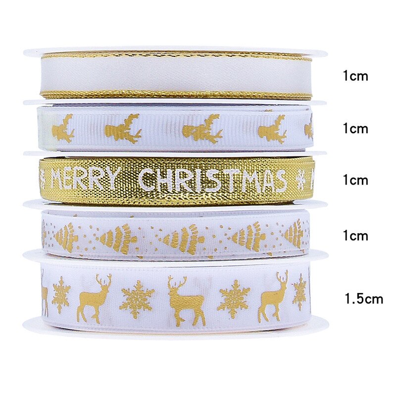 Polyester Weihnachten Thema Druck Band Set Home Textil Handwerk Dekoration Band 5 Meter/Farbe TJ1382
