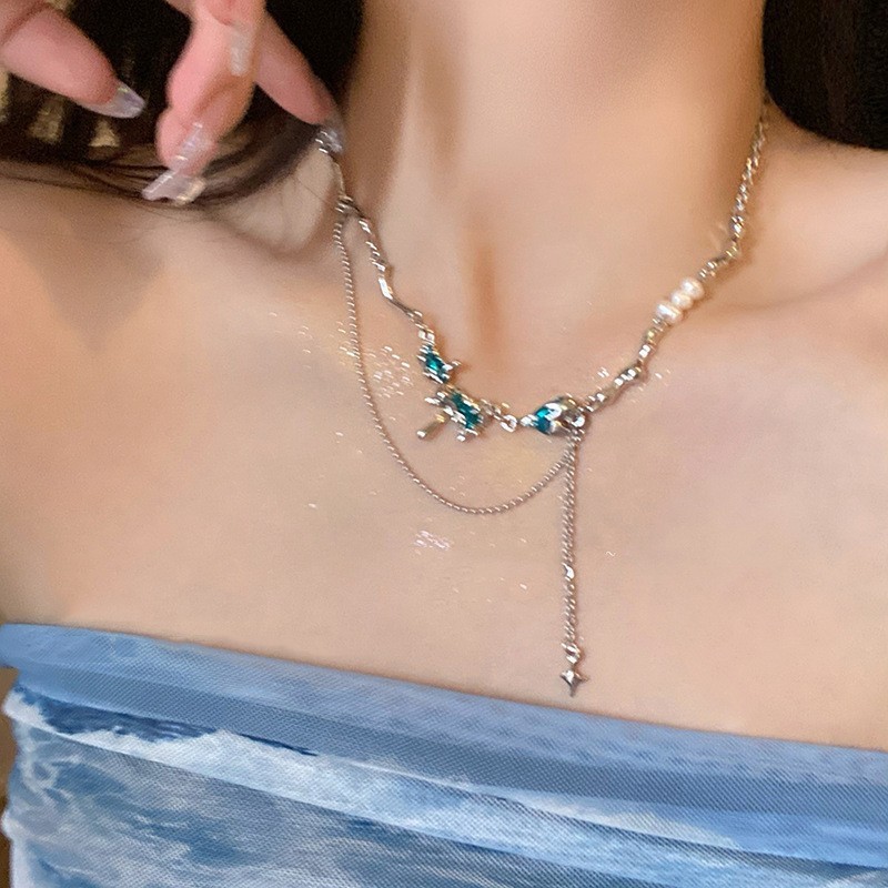 Ventfille Silver Color Opal Necklace for Women Girl Liquid Lava Star Irregular Jewelry 925 Stamp Birthday Dropshippping