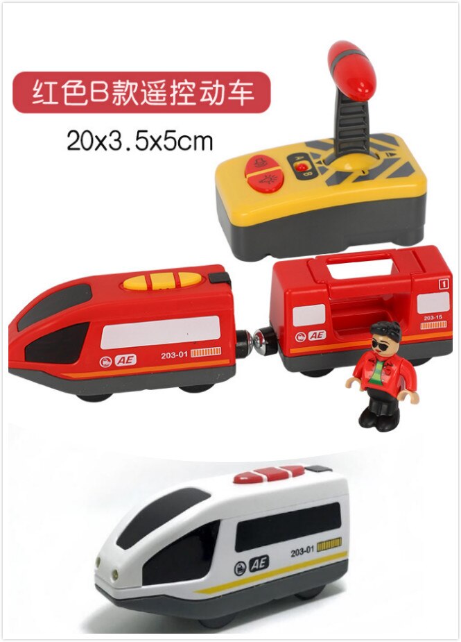 Remote Control Multiple Units CRH EMU Electric Train Toys truck Set Kid fit for brand wooden track suit children: Red