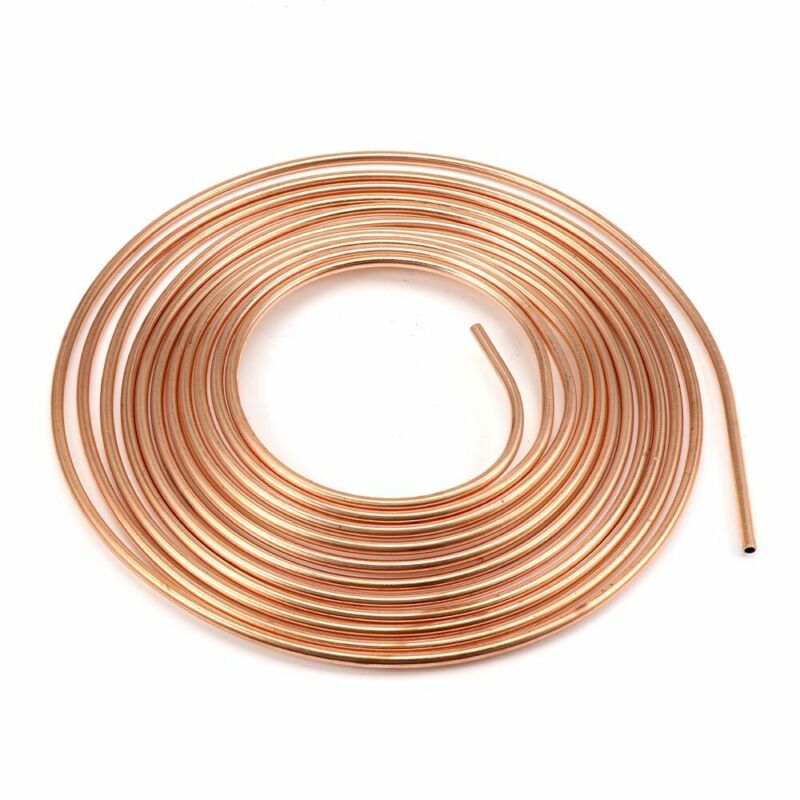 Car Brake Line Tubing Coil Roll &amp;Fittings 25ft 1/4 OD Steel Zinc Copper Nickel Brake Pipe Tube W/ Fittings 7.6 Meter