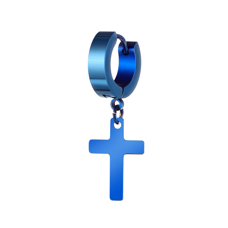 Harajuku Mode Kruis Oorbellen Punk Cool Egirl Meisje Cross Chain Hanger Oorbellen Voor Vrouwen Mannen Bff Straat Hip Hop Sieraden: blue