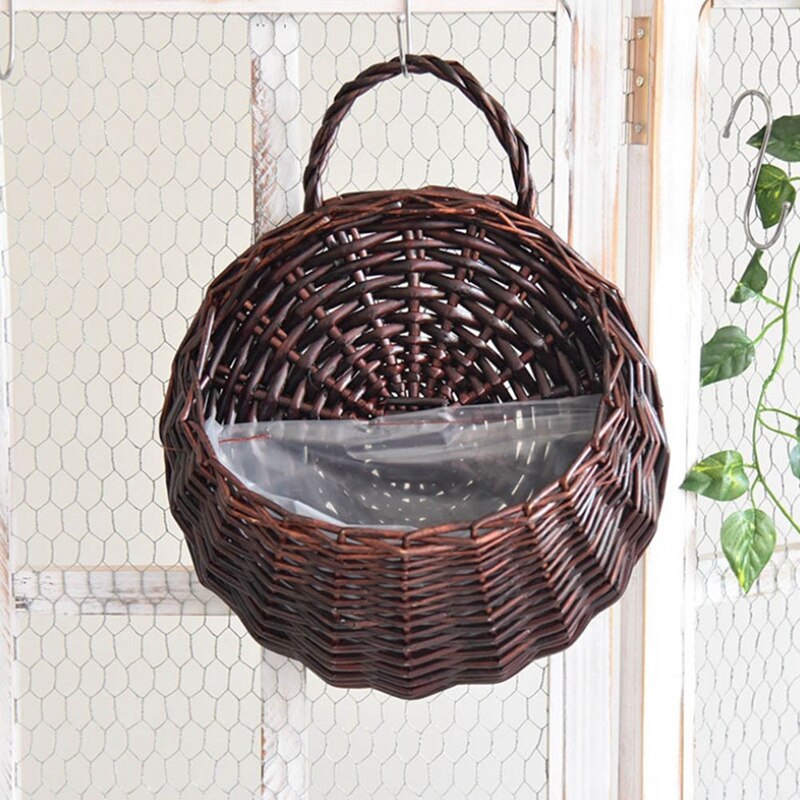 Handmade Rattan Hanging Basket Natural Wicker Hanging Storage Basket for Home Garden Wedding Wall Decoration