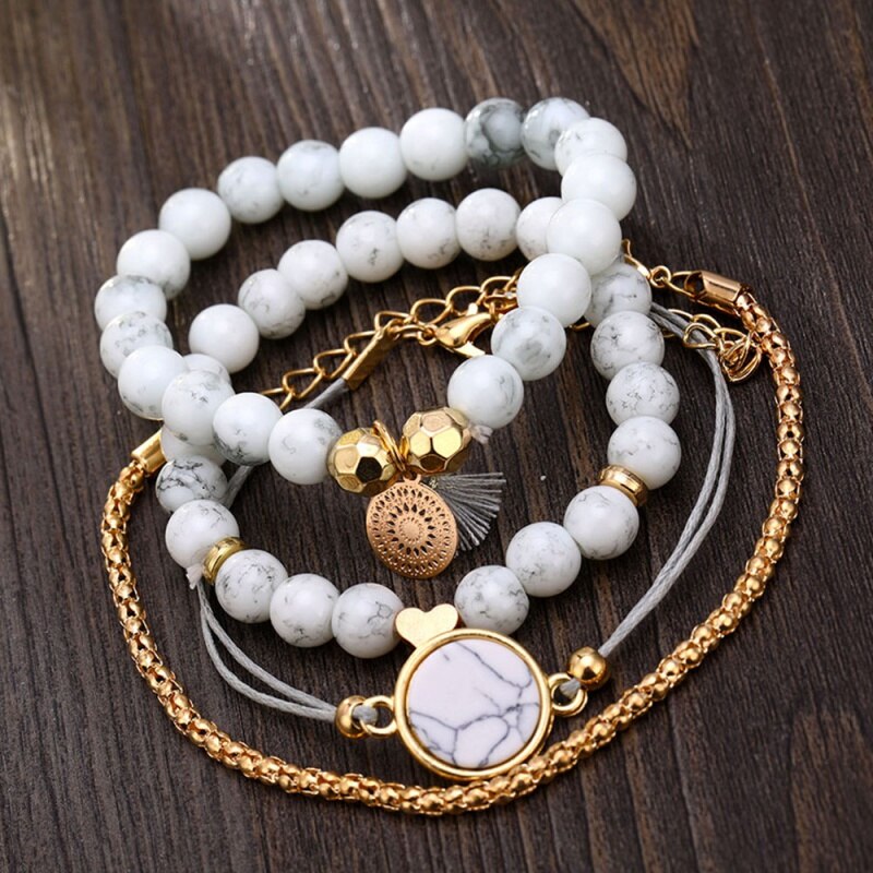 New hand-woven tassel bracelet set female new gray rope chain bracelet jewelry Christmas gift