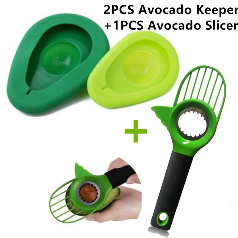 Silicone Avocado Fresh-keeping Cover Slicer Set Portable Fruit Preservation Seal Cover Fresh Keeping Kitchen Tools Gadg: Set C