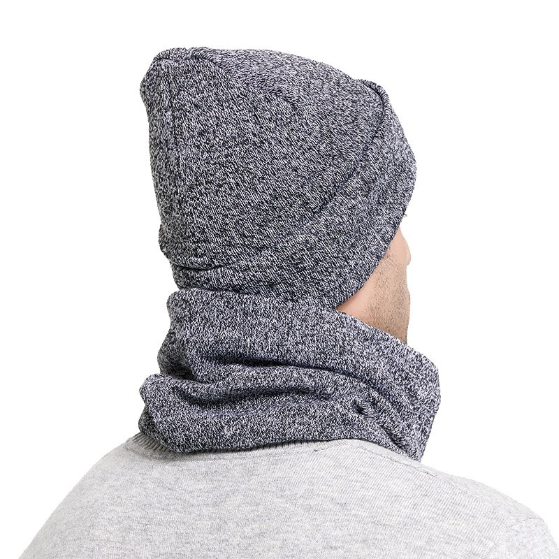 Conjunto sombreros bufandas de invierno para hombre, gorros de punto grueso para mantener el calor, accesorios de invierno, gorro, bufanda, gorra de cobertura gruesa para otoño