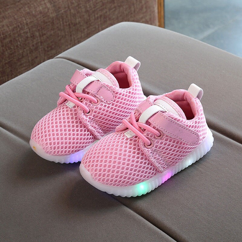 Luminous Sneakers Kids Light Up Shoes Children Led Slippers Toddler Shoes Baby Boys Girls Shoes Size 21-25: Pink Size 24