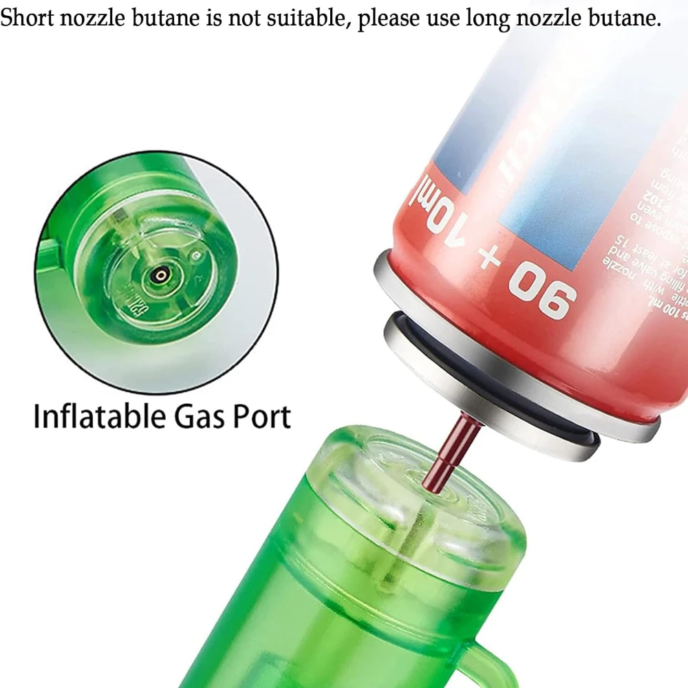 Briquet torche, briquets à jet de flamme verte, cuisine de réservoir de carburant visible coupe-vent à flamme réglable, extérieur, barbecue (sans gaz butane)