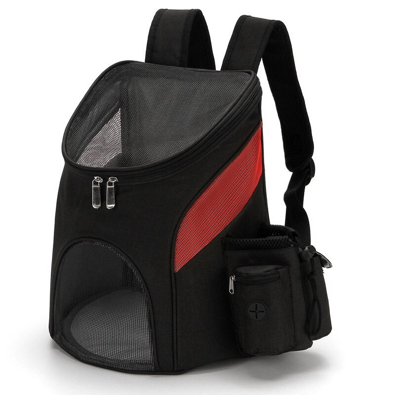 Pet Carrier Bag Cat Backpack Portable Collapsible Breathable for Medium Cat Dog Backpacks Outdoor Front Bag Mesh Backpack: Black-Red / L for 0-6Kg